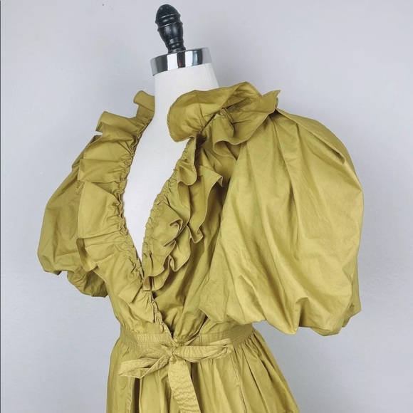 Ulla Johnson Maud Mustard Puff Sleeve Dress 8 - Picture 7 of 10